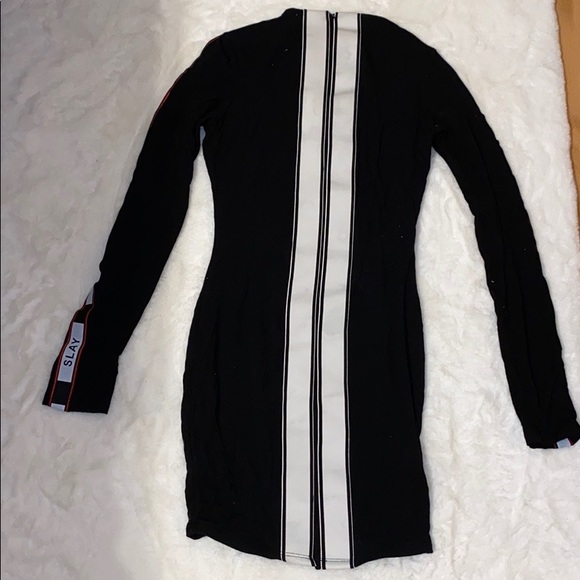 DESIGNER INSPIRED FITTED MOTO BLACK DRESS - Picture 3 of 4